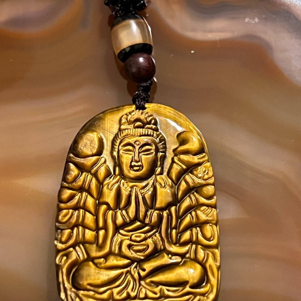 Tigers Eye Buddha Pendant Necklace